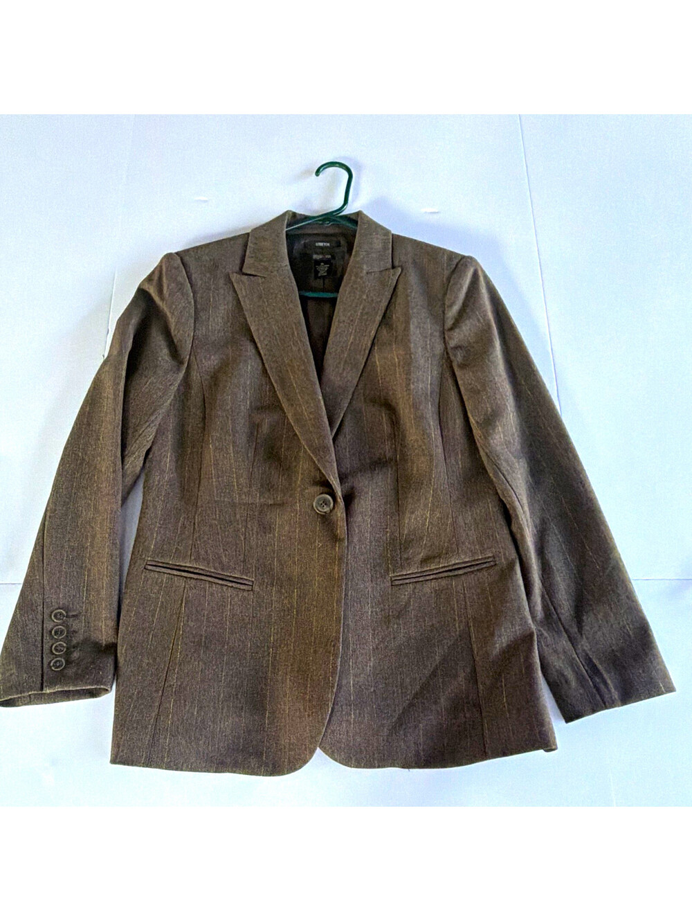 Style&co. Women’s Brown Blazer Size 12 Stretch One-Button Lined Notch Solid